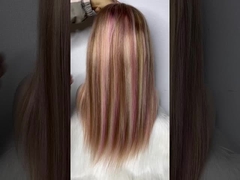 Vente en gros de cheveux humains vierges à 100% couleur piano, perruque en dentelle frontale droite 4*4