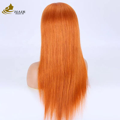 Orange réaliste cheveux humains Perruques Full Lace 27 miel blonde 180% Densité