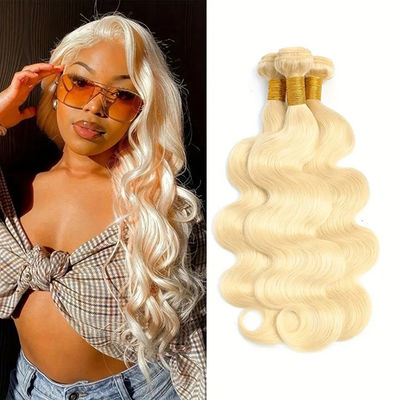 En gros Cheveux humains vierges vietnamiens à double traction 613# Blonde Couleur du corps Boucle de cheveux ondulés
