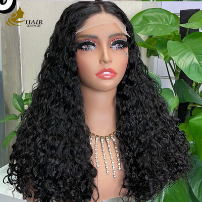 Sans colle 5*5 Transparent dentelle à l'avant Cheveux humains naturels Sans colle Tête en soie