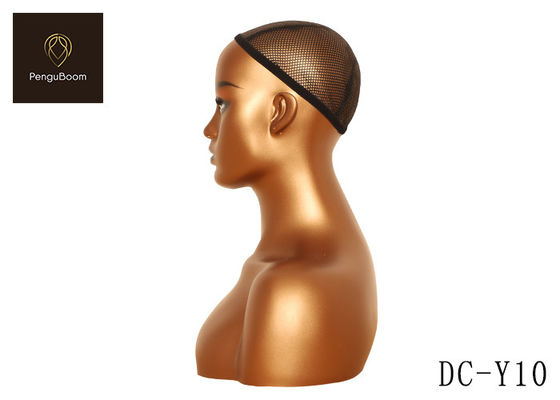 Black Female Pvc Mannequin Head And Shoulders For Hat Sunglass
