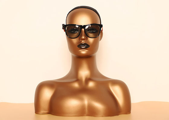 Black Female Pvc Mannequin Head And Shoulders For Hat Sunglass