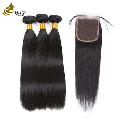 qualité  Unprocessed Brazilian Remy Human Hair Extensions Straight Bundles With Closure usine