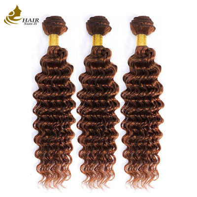 qualité  Peruvian Hair Deep Curl Copper 33# Brown color virgin Human Hair weft Bundles usine