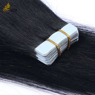 Cuticule alignée 16 pouces bande dans les extensions de cheveux Virgin Remy Perruques Noir