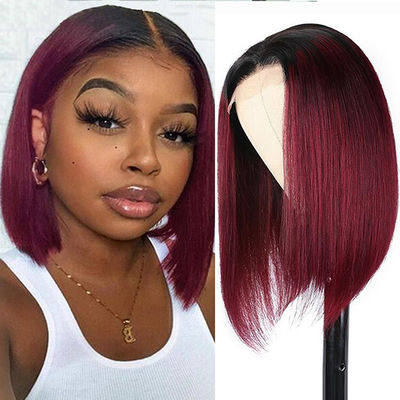 Couleur personnalisée Bob Perruque humaine Perruques de cheveux brésiliens Perruque frontale en dentelle