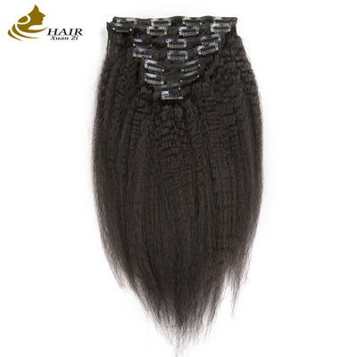 Les extensions de cheveux noirs naturels Tissue clip en long Kinky droit ODM
