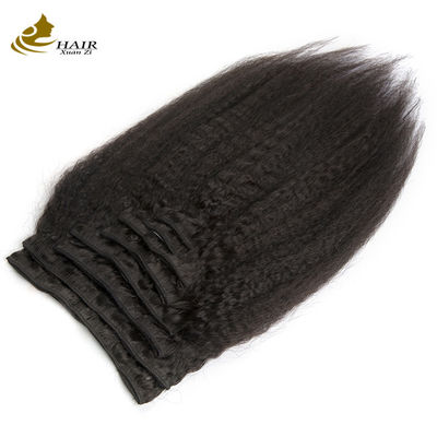 Les extensions de cheveux noirs naturels Tissue clip en long Kinky droit ODM