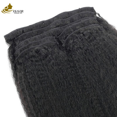 Les extensions de cheveux noirs naturels Tissue clip en long Kinky droit ODM