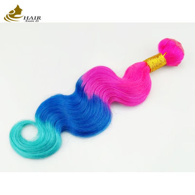 Personnalisé Ombre Extensions de cheveux humains Bouncy violet bleu
