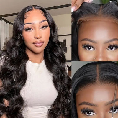 Matériau pour les cheveux Cheveux humains Perruque de dentelle pour cheveux humains 14"-30" avec sangles réglables