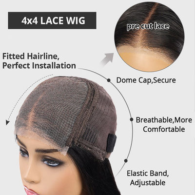 Matériau pour les cheveux Cheveux humains Perruque de dentelle pour cheveux humains 14"-30" avec sangles réglables