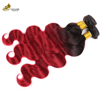 Couleur rouge Ombre Boucles de cheveux humains brésiliens avec fermeture