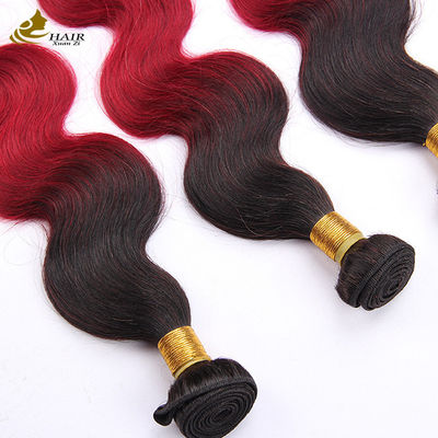 Couleur rouge Ombre Boucles de cheveux humains brésiliens avec fermeture