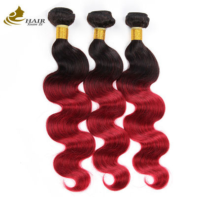 Couleur rouge Ombre Boucles de cheveux humains brésiliens avec fermeture