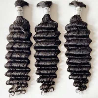 Double dessiné en masse de cheveux humains en ondes profondes pour tresser le noir naturel