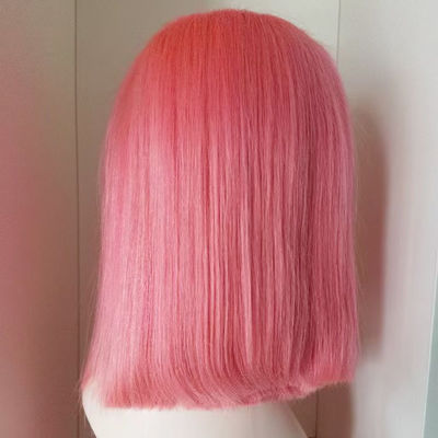 13X4 4X4 13X6 dentelle frontale brune brésilienne vierge cheveux humains perruque courte bob perruque