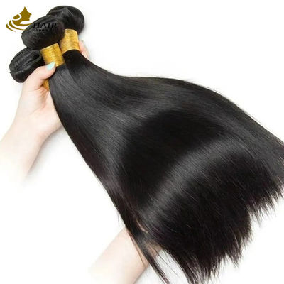 Cheveux en tissu humain vierge Remy Cheveux en faisceau droit à double dessin Noir naturel