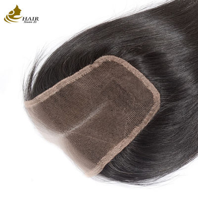 100% cheveux humains 4*4 Fermeture en dentelle Couleur naturelle Fermeture en dentelle droite brésilienne