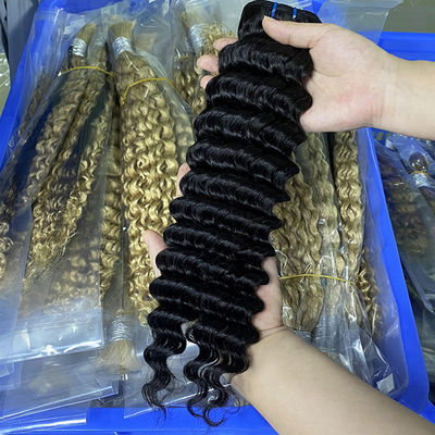 Cheveux humains bruts, vagues profondes, cheveux brésiliens