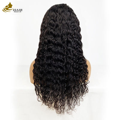 4*4 Frontale dentelle vierge Cheveux humains naturels noirs coiffés en boucle Perruques avec bandes antidérapantes