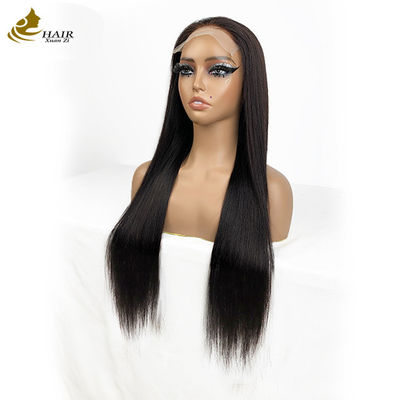 Vendeurs en gros 6*6 dentelle frontale cheveux humains vierges noirs naturels perruques droites avec bandes antidérapantes