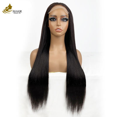 Vendeurs en gros 6*6 dentelle frontale cheveux humains vierges noirs naturels perruques droites avec bandes antidérapantes