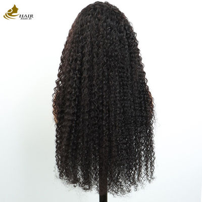 Vente en gros Transparent 13X4 dentelle Front Kinky boucle brésilienne Vierge Perruque de cheveux humains