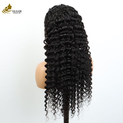 Vente en gros Transparent 13X4 dentelle Front Kinky boucle brésilienne Vierge Perruque de cheveux humains