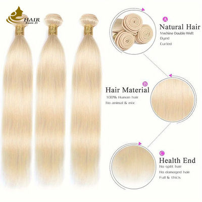 613 Blonde 100% cheveux humains virgin Extension des boutons droits