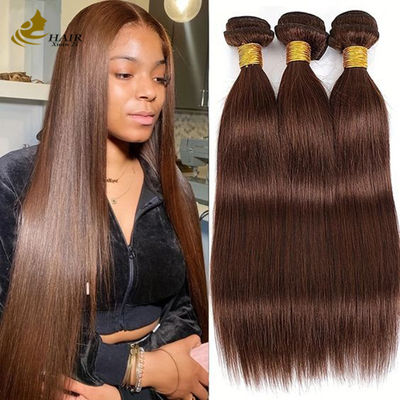 4# Couleur Chocolat Brun Régle Boucle de cheveux humains Boucles de tissu