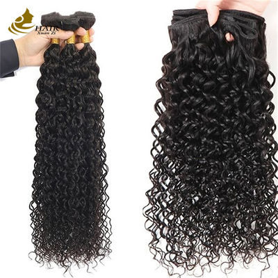 Naturel Noir Bouclier Boucle de cheveux humains Brésiliens Boucles d'extensions de cheveux Tissus