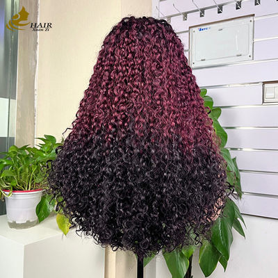 Facile à porter Confortable sans colle 5 * 5 Pixie cheveux humains bouclés de couleur T