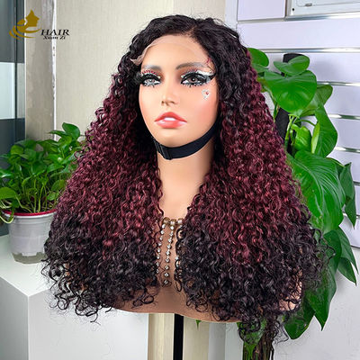 Facile à porter Confortable sans colle 5 * 5 Pixie cheveux humains bouclés de couleur T