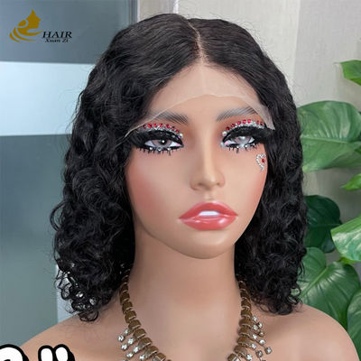 12 pouces sans colle 5 * 5 Front dentelle cheveux humains perruque vague d'eau sans colle haut en soie pleine dentelle perruque