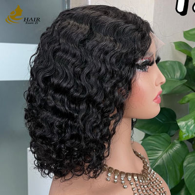 12 pouces sans colle 5 * 5 Front dentelle cheveux humains perruque vague d'eau sans colle haut en soie pleine dentelle perruque