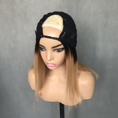 U Partie Perruque T1b/27 Couleur débutant amicale droite sans colle de style protecteur Perruque de cheveux humains 150% Densité