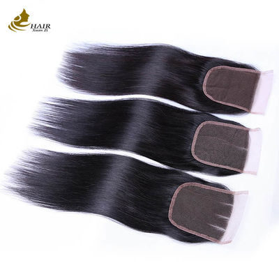 Fermeture en dentelle transparente 4*4 de 20 pouces, cheveux humains raides noirs naturels à vendre