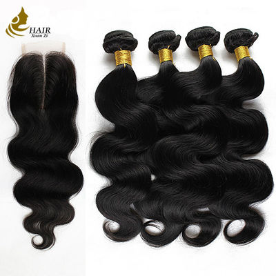 Véritables 100% Rémy Extensions de cheveux humains Perouvienne Body Wave Bundles Avec Fermeture
