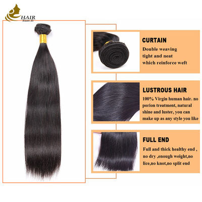 Cheveux humains soyeux, fils droits, extensions, couleur 1B, noir naturel