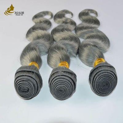 Les extensions de cheveux humains gris Ombre 26 pouces avec fermeture
