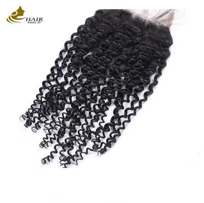Fermeture brésilienne 4x4 en dentelle de cheveux humains Fermeture Swiss Kinky Curly