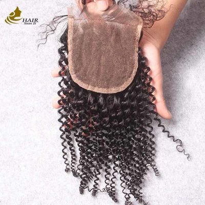 Fermeture brésilienne 4x4 en dentelle de cheveux humains Fermeture Swiss Kinky Curly