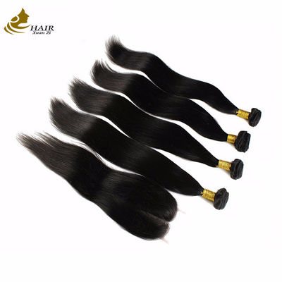 100g d' extensions de cheveux humains vierges en noir naturel avec fermeture