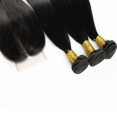 100g d' extensions de cheveux humains vierges en noir naturel avec fermeture