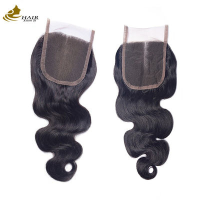 130 Densité de cheveux humains Fermeture de dentelle Naturel Vague noire du corps 4x4