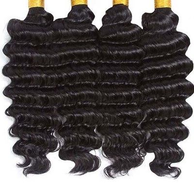 12A Grade Deep Wave Virgin Human Hair Bundles 95-100g avec fermeture personnalisée