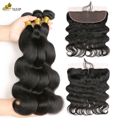 Les dames Remy Extensions de cheveux humains Boîtes 100% brésilienne Avec fermeture frontale en dentelle