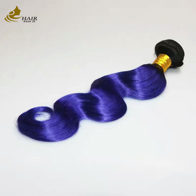 Couleur populaire Remy Cheveux humains Tissus Couleur bleue Ombre Extensions de cheveux humains