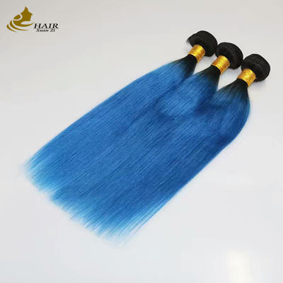 Couleur populaire Remy Cheveux humains Tissus Couleur bleue Ombre Extensions de cheveux humains
